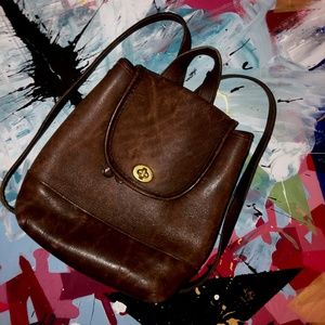 Vintage Coach Brown Leather Backpack